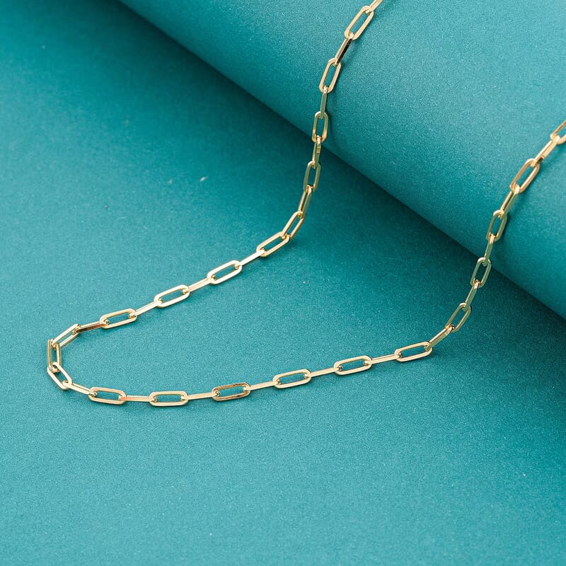 Paperclip Chain Necklace in 14K Yellow Gold Over Sterling Silver 4.70 Grams 12.50 Inches