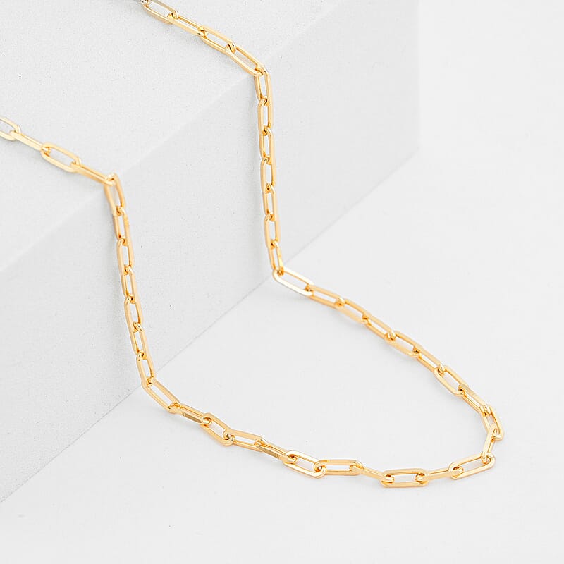 Paperclip Chain Necklace in 14K Yellow Gold Over Sterling Silver 4.80 Grams 14 Inches