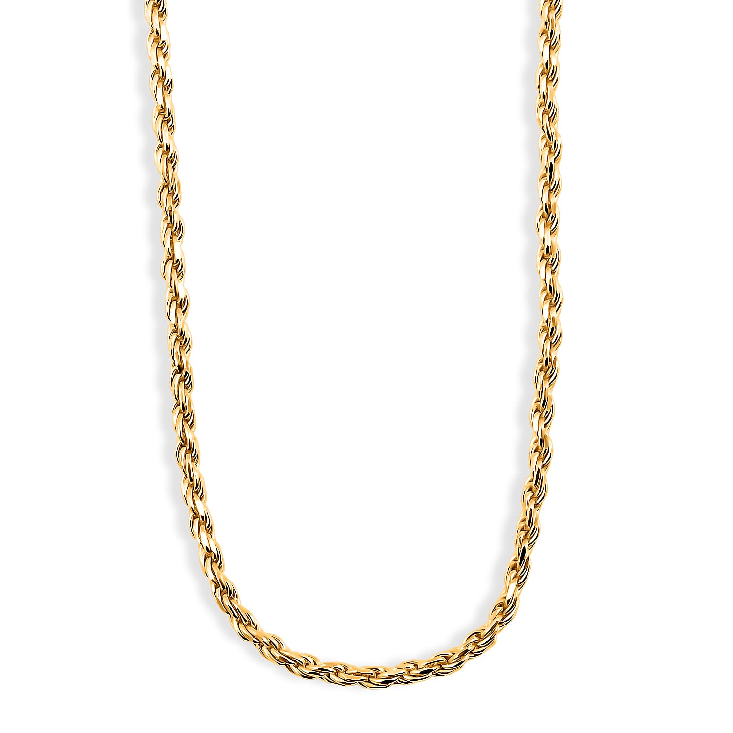 Rope Chain Necklace in 14K Yellow Gold Over Sterling Silver 6.75 Grams 20 Inches