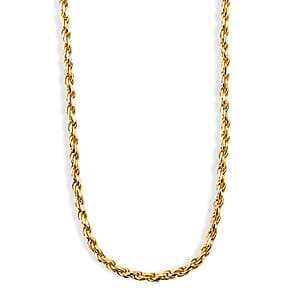 Rope Chain Necklace in 14K Yellow Gold Over Sterling Silver 6.75 Grams 20 Inches 