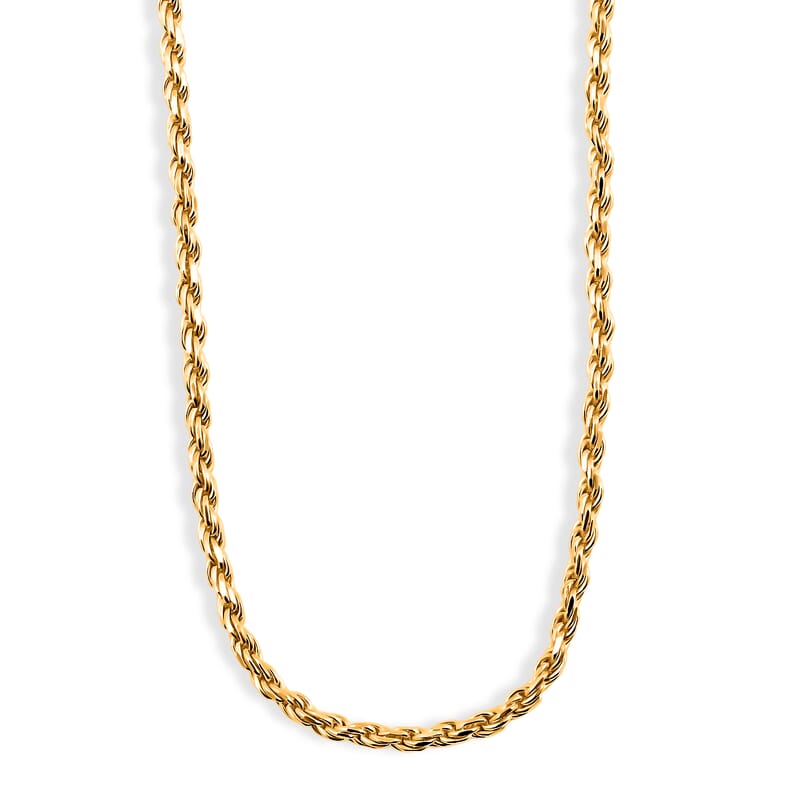 Rope Chain Necklace in 14K Yellow Gold Over Sterling Silver 6.75 Grams 20 Inches