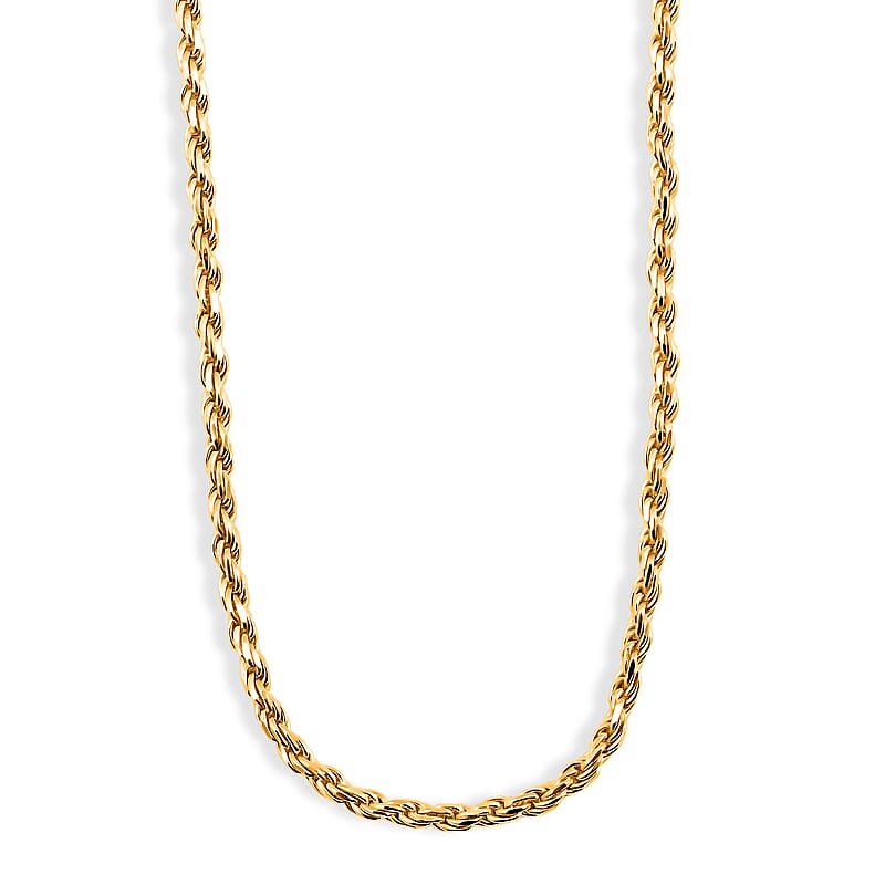Rope Chain Necklace in 14K Yellow Gold Over Sterling Silver 6.75 Grams 20 Inches