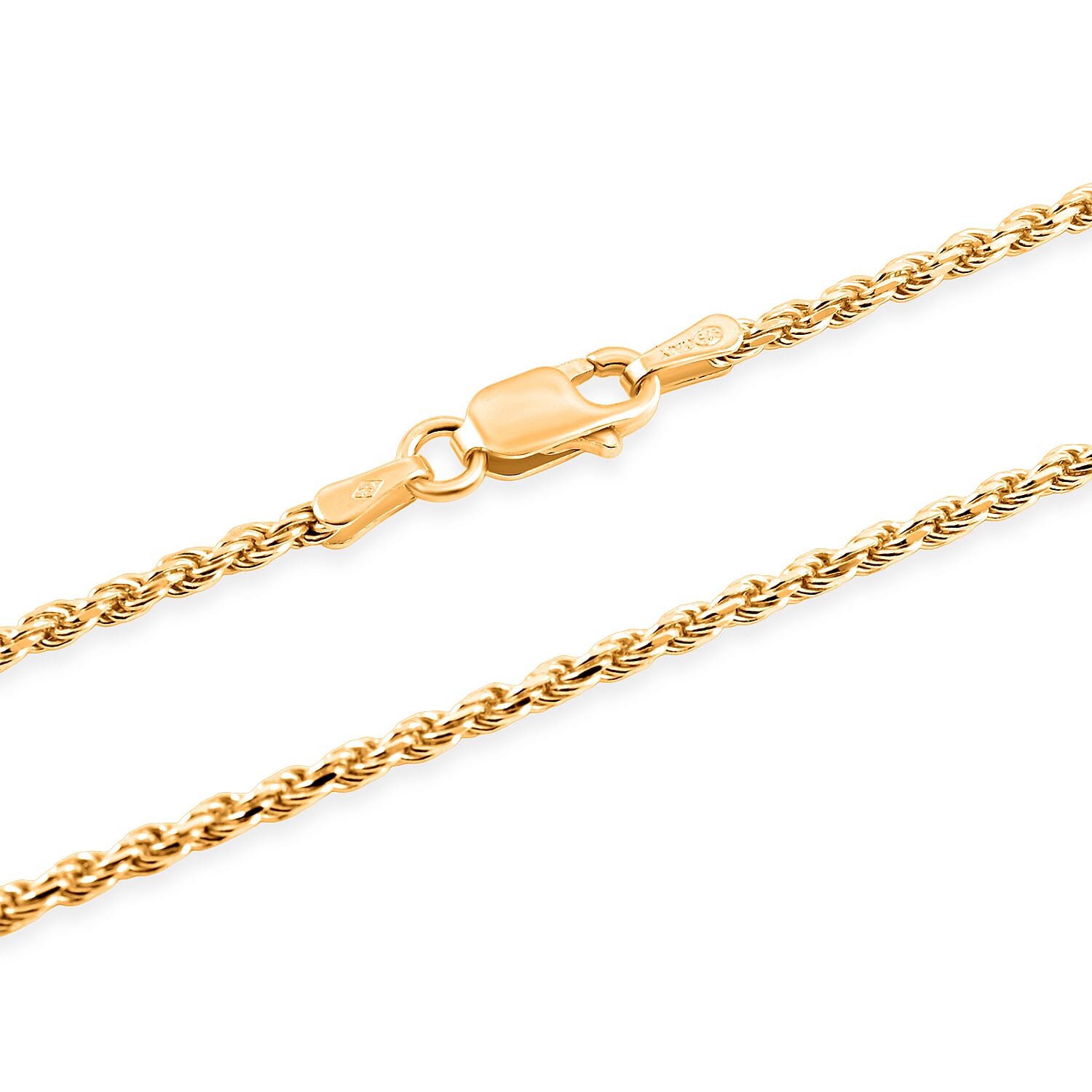 Rope Chain Necklace in 14K Yellow Gold Over Sterling Silver 6.75 Grams 20 Inches