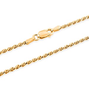 Rope Chain Necklace in 14K Yellow Gold Over Sterling Silver 6.75 Grams 20 Inches 