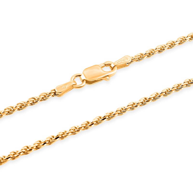 Rope Chain Necklace in 14K Yellow Gold Over Sterling Silver 6.75 Grams 20 Inches