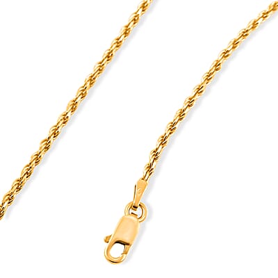 Rope Chain Necklace in 14K Yellow Gold Over Sterling Silver 6.75 Grams 20 Inches