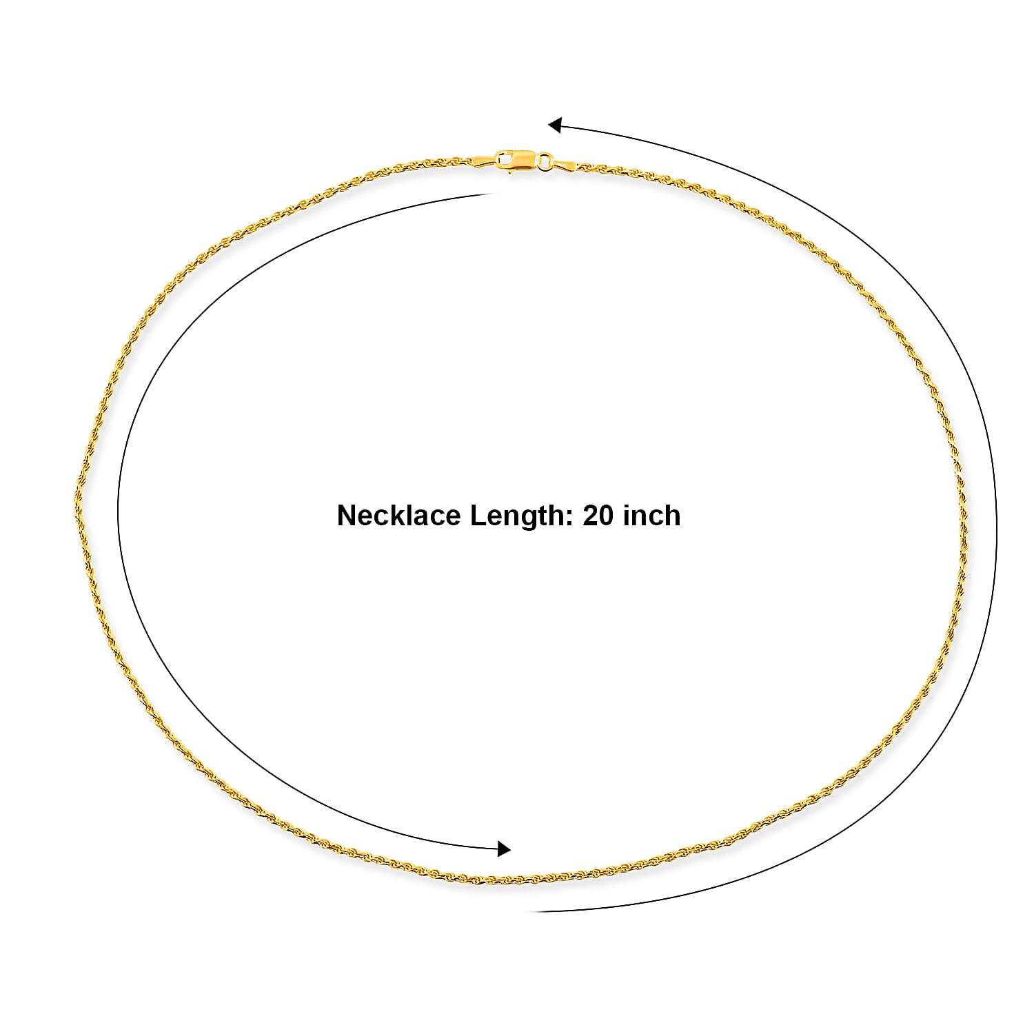 Rope Chain Necklace in 14K Yellow Gold Over Sterling Silver 6.75 Grams 20 Inches