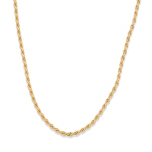 Rope Chain Necklace in 14K Yellow Gold Over Sterling Silver 7.40 Grams 22 Inches 