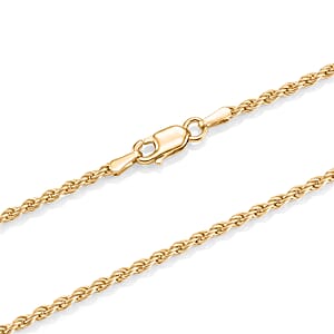 Rope Chain Necklace in 14K Yellow Gold Over Sterling Silver 7.40 Grams 22 Inches 
