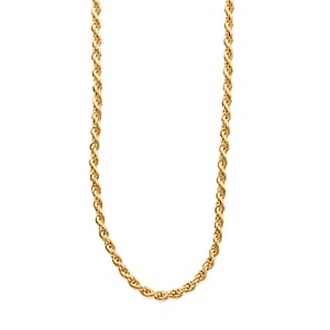 Rope Chain Necklace in 14K Yellow Gold Over Sterling Silver 8.0Grams 24 Inches 