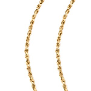 Rope Chain Necklace in 14K Yellow Gold Over Sterling Silver 8.0Grams 24 Inches 