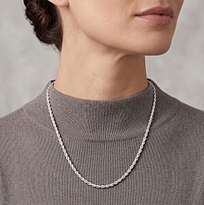 Rope Chain Necklace in Sterling Silver 6.80 Grams 20 Inches 