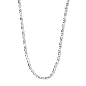 Rope Chain Necklace in Sterling Silver 7.50 Grams 22 Inches 
