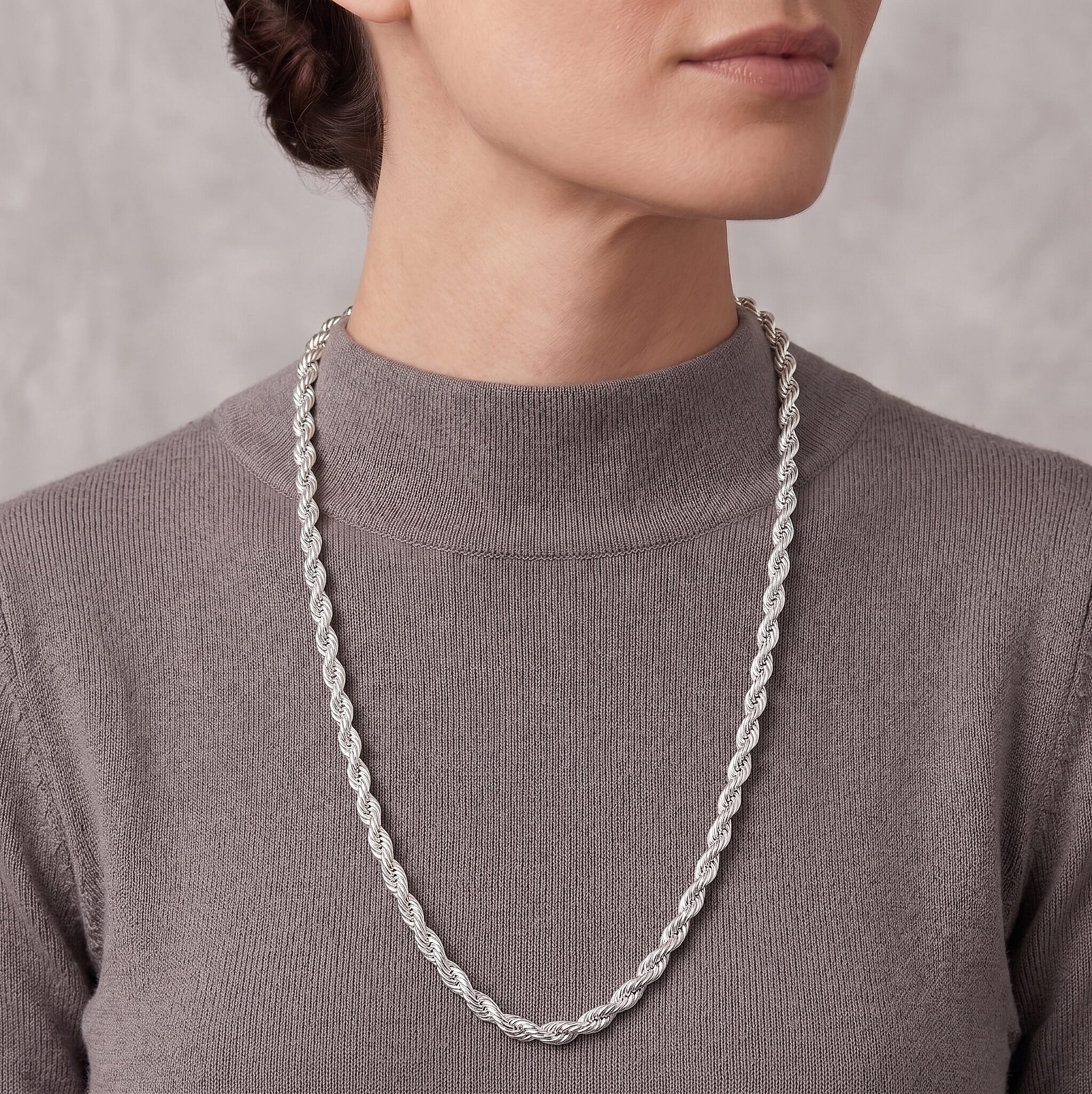 Rope Chain Necklace in Sterling Silver 8.0 Grams 24 Inches