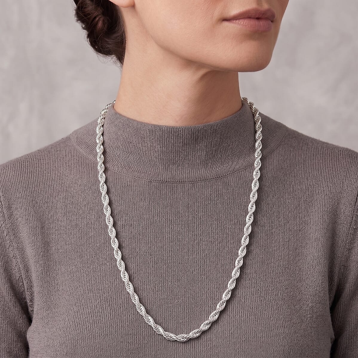 Rope Chain Necklace in Sterling Silver 8.0 Grams 24 Inches  image number 1