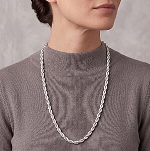 Rope Chain Necklace in Sterling Silver 8.0 Grams 24 Inches 