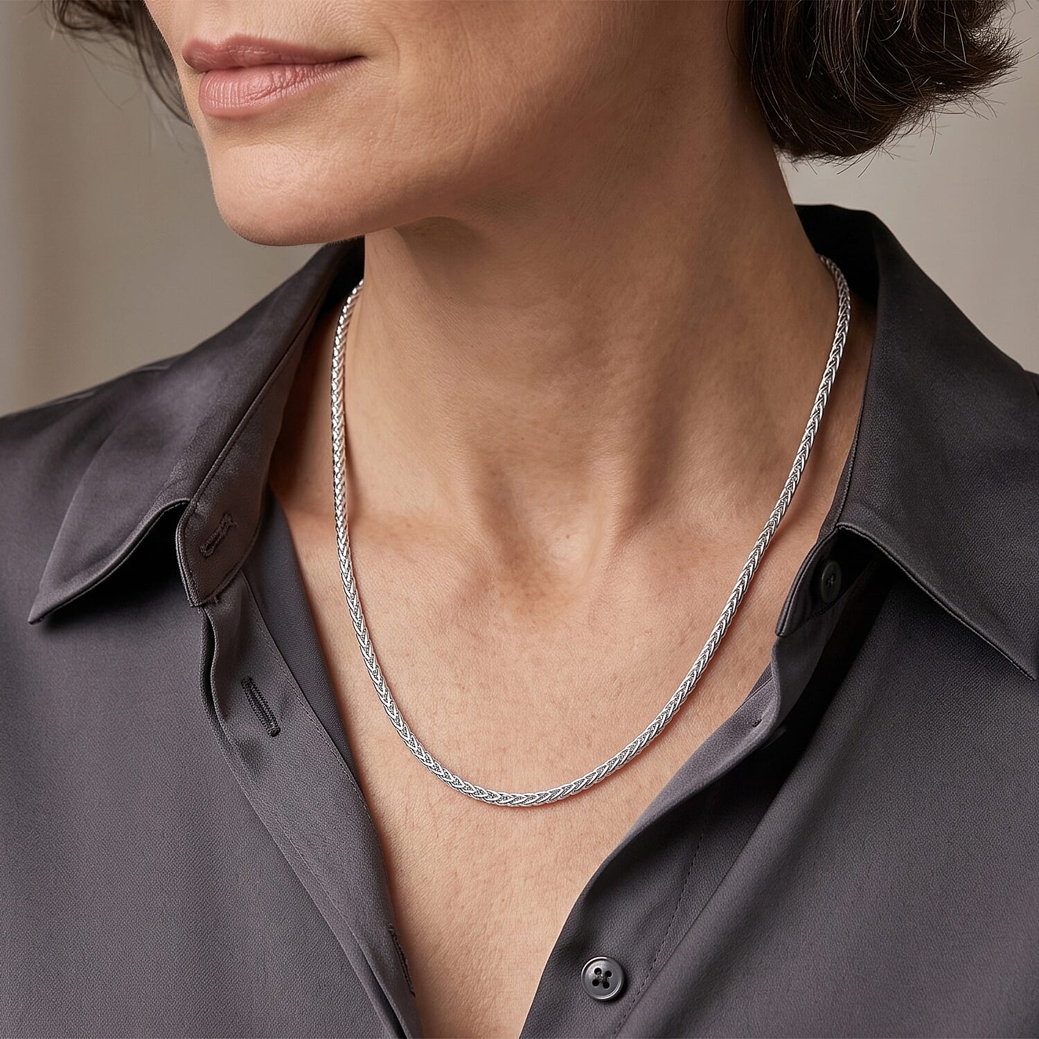 Diamond-cut Palm Chain Necklace in Sterling Silver 12.0 Grams 20 Inches