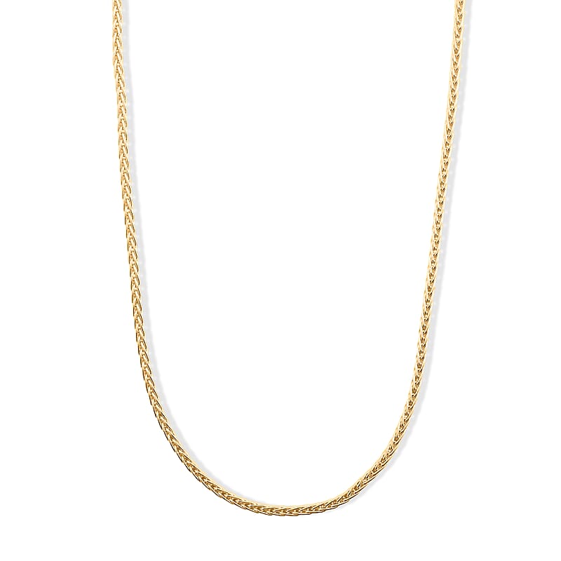 Diamond-cut Palm Chain Necklace in 14K Yellow Gold Over Sterling Silver 12.0 Grams 20 Inches