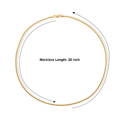 Diamond-cut Palm Chain Necklace in 14K Yellow Gold Over Sterling Silver 12.0 Grams 20 Inches