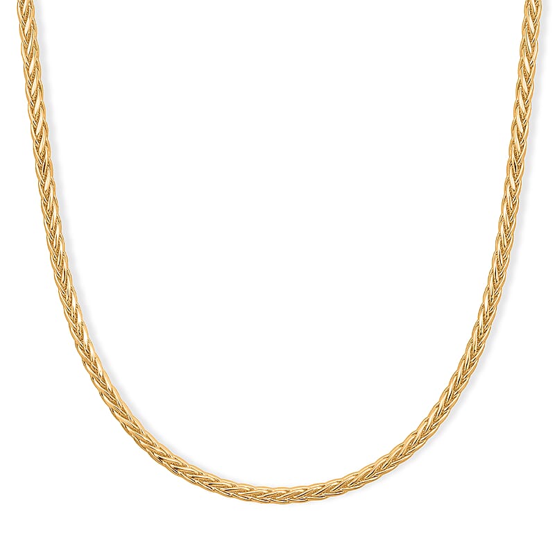 Diamond-cut Palm Chain Necklace in 14K Yellow Gold Over Sterling Silver 13.20 Grams 22 Inches