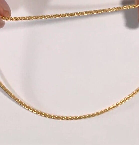Diamond-cut Palm Chain Necklace in 14K Yellow Gold Over Sterling Silver 13.20 Grams 22 Inches