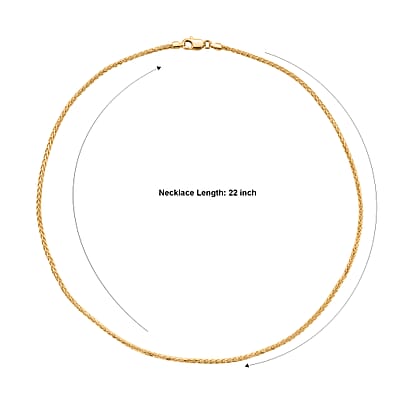 Diamond-cut Palm Chain Necklace in 14K Yellow Gold Over Sterling Silver 13.20 Grams 22 Inches