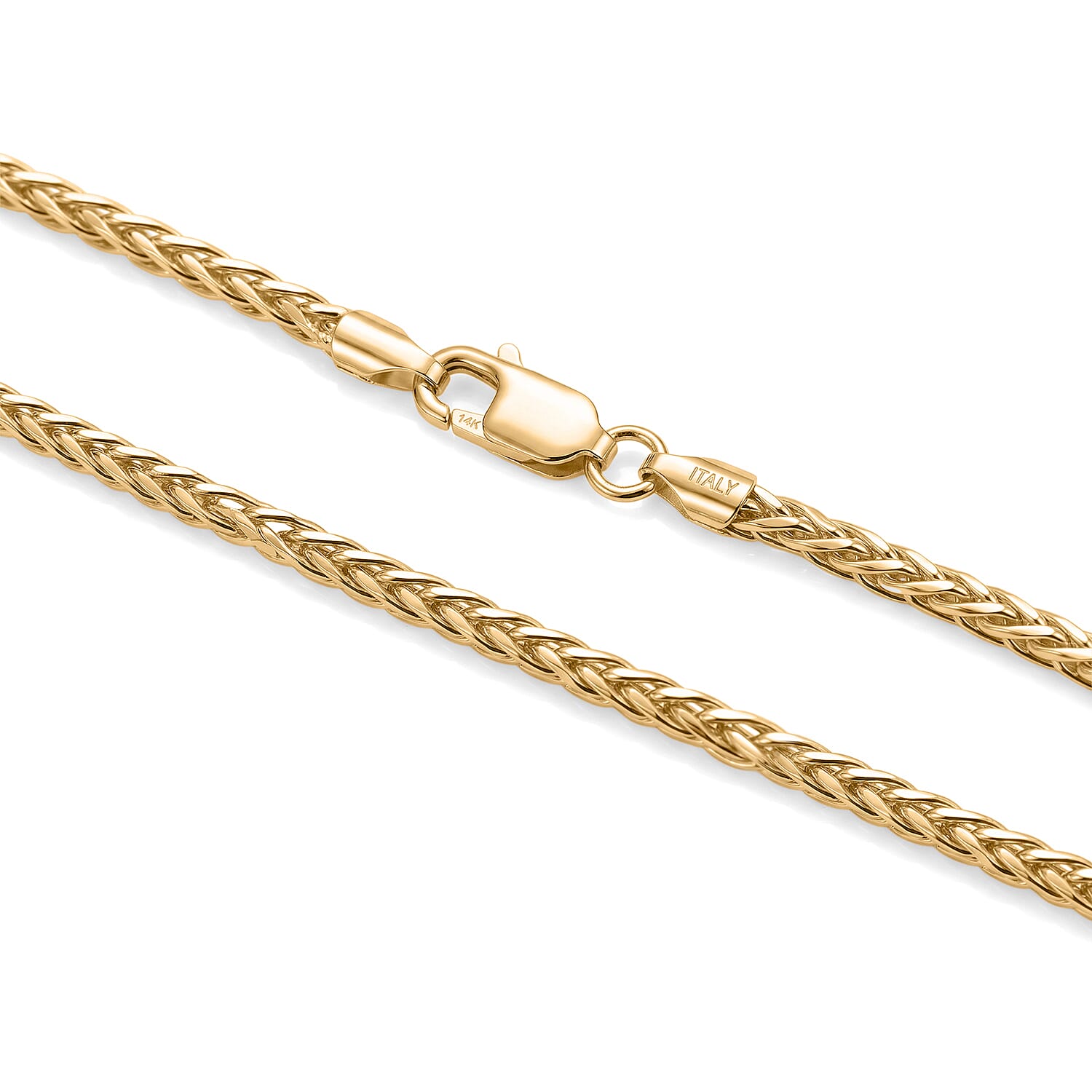 Diamond-cut Palm Chain Necklace in 14K Yellow Gold Over Sterling Silver 14.40 Grams 24 Inches
