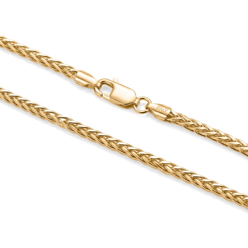 Diamond-cut Palm Chain Necklace in 14K Yellow Gold Over Sterling Silver 14.40 Grams 24 Inches