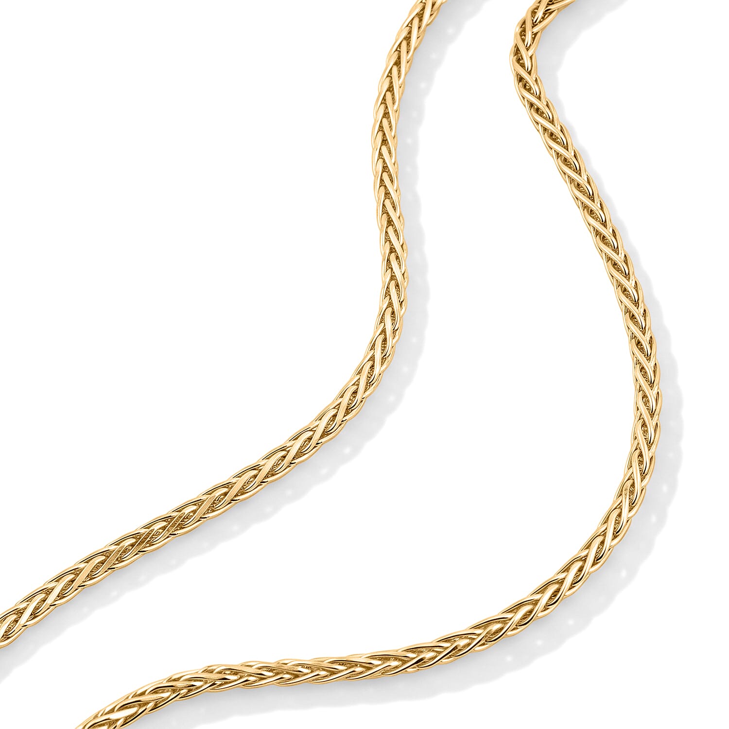 Diamond-cut Palm Chain Necklace in 14K Yellow Gold Over Sterling Silver 14.40 Grams 24 Inches