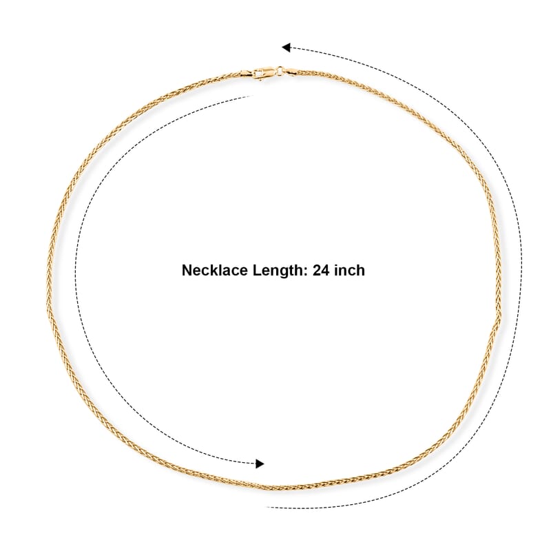 Diamond-cut Palm Chain Necklace in 14K Yellow Gold Over Sterling Silver 14.40 Grams 24 Inches