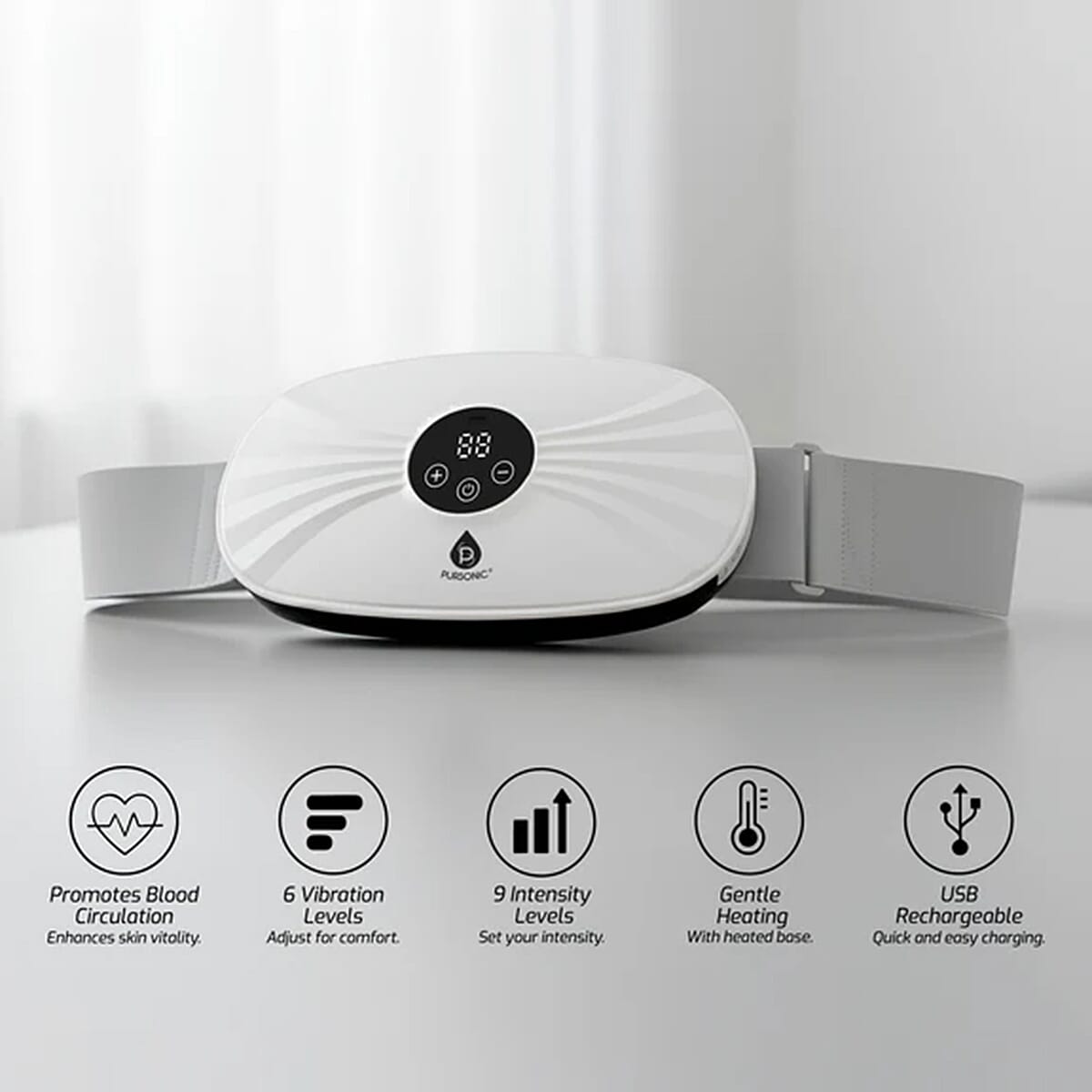 Pursonic White Rechargeable Stomach and Back Massager image number 2