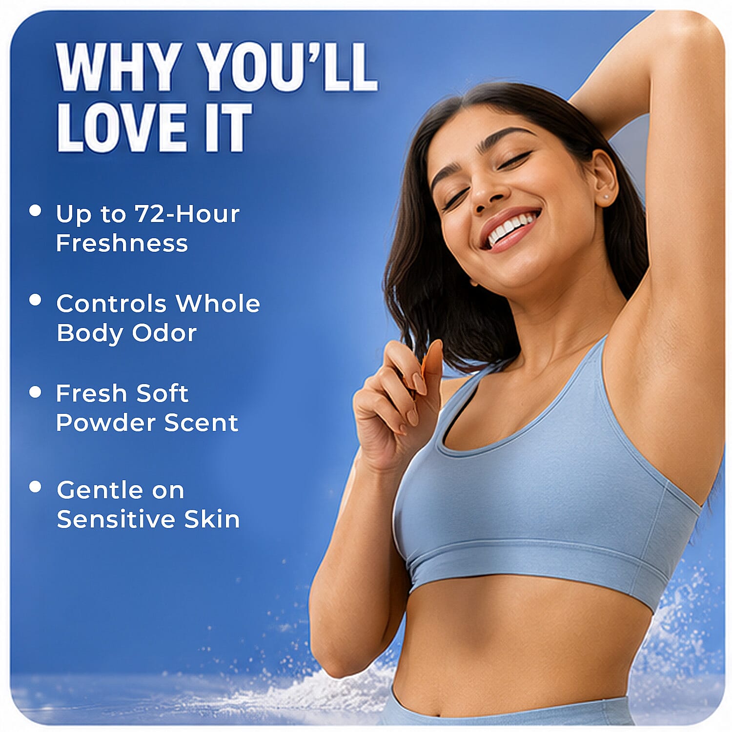 Lume Blue Women's Invisible Spray Deodorant -Soft Powder Scent