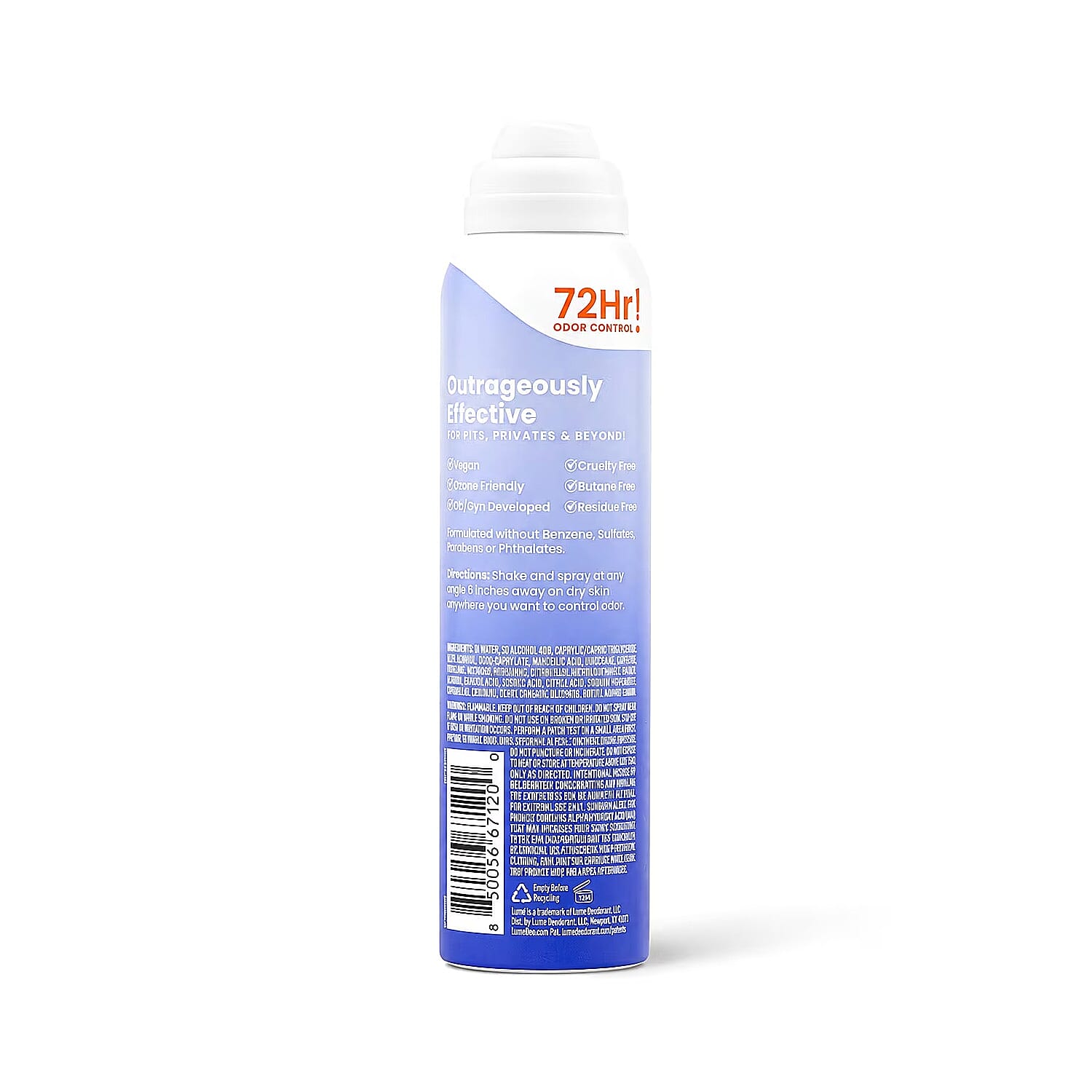 Lume Blue Women's Invisible Spray Deodorant -Soft Powder Scent