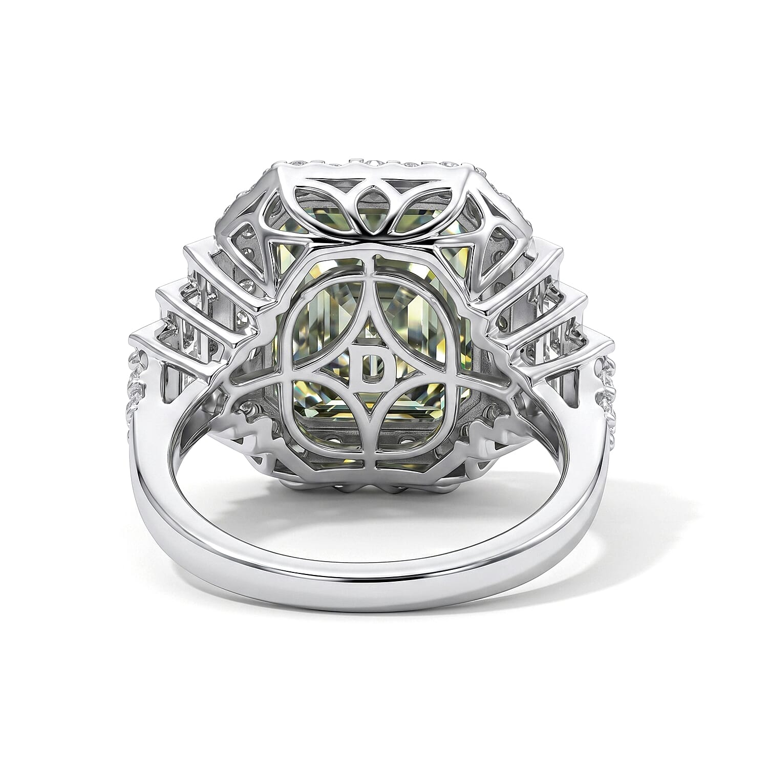 D'Joy Green and White Moissanite 7.00 ctw Ring in Rhodium Over Sterling Silver (Size 6.0)