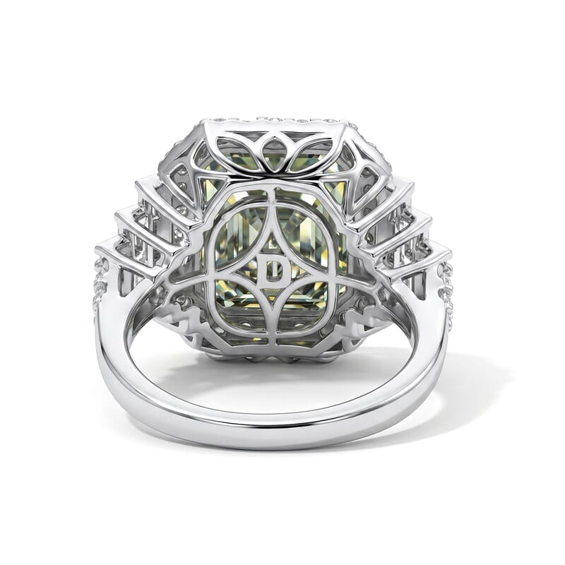 D'Joy Green and White Moissanite 7.00 ctw Ring in Rhodium Over Sterling Silver (Size 7.0)