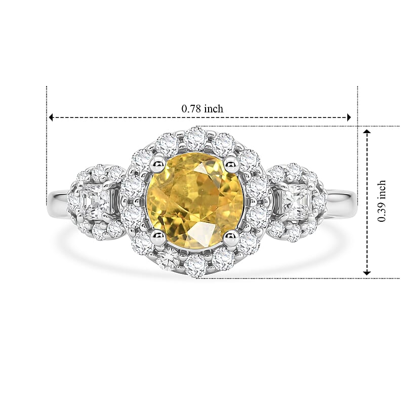 D'Joy Premium Yellow Sapphire and Moissanite 1.40 ctw Ring in Rhodium Over Sterling Silver (Size 6.0)