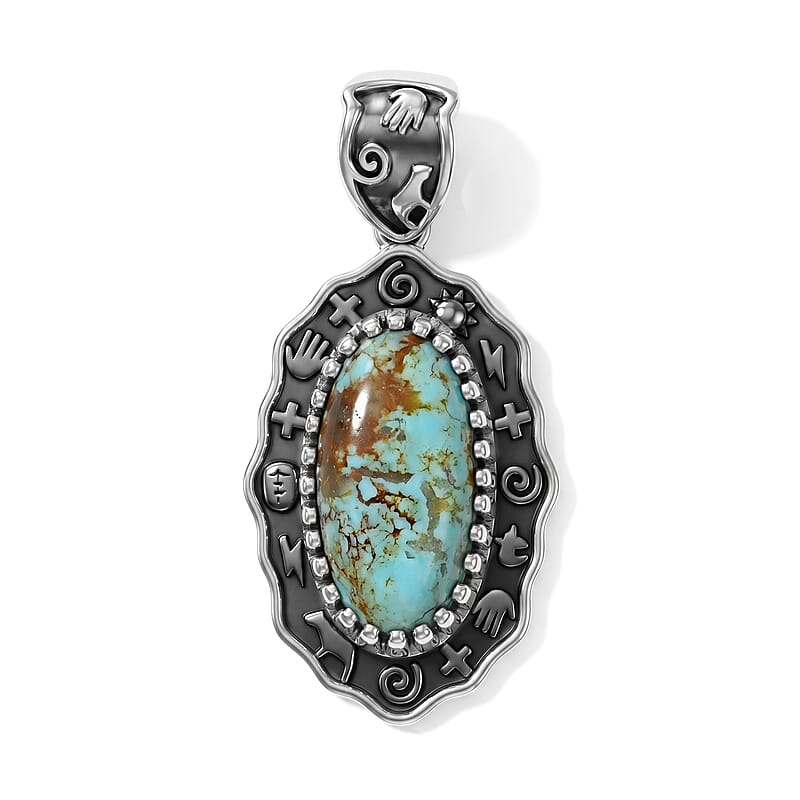 D'Joy Artisan Crafted Premium Royston Turquoise 4.50 ctw Pendant without Chain in Sterling Silver