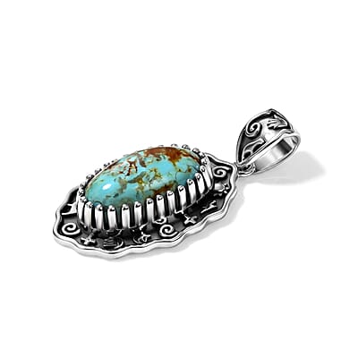 D'Joy Artisan Crafted Premium Royston Turquoise 4.50 ctw Pendant without Chain in Sterling Silver