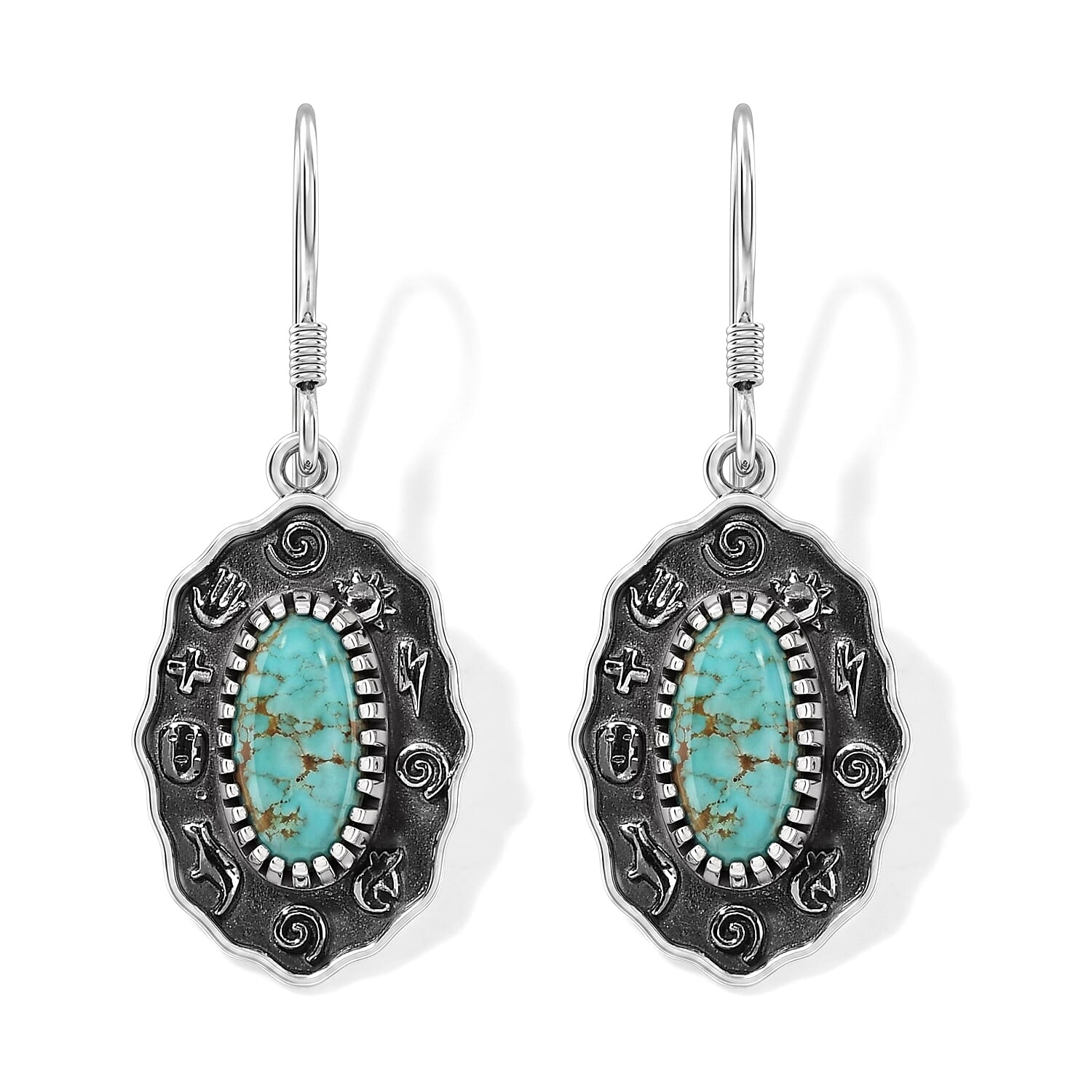 D'Joy Artisan Crafted Premium Royston Turquoise 4.20 ctw Earrings in Sterling Silver