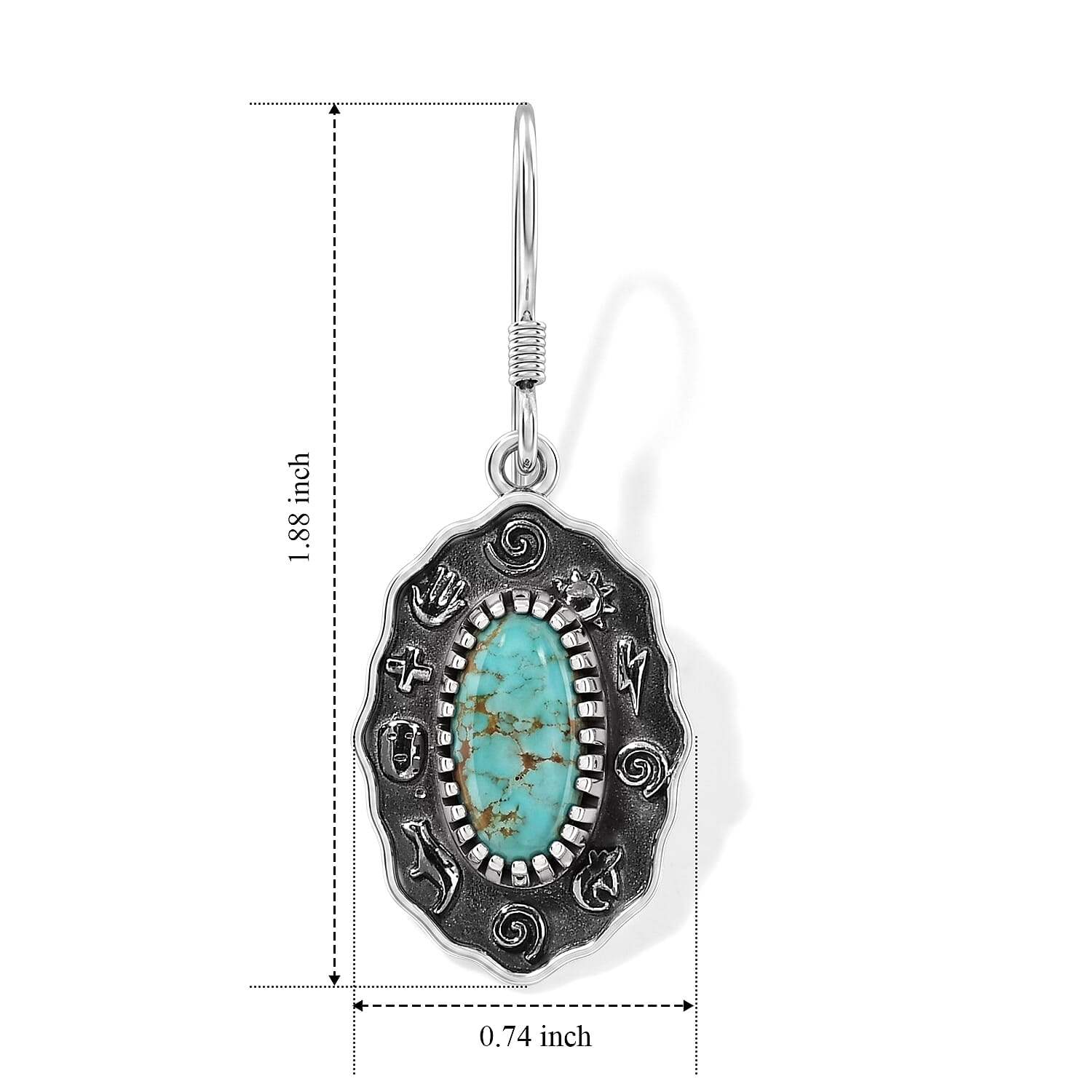 D'Joy Artisan Crafted Premium Royston Turquoise 4.20 ctw Earrings in Sterling Silver