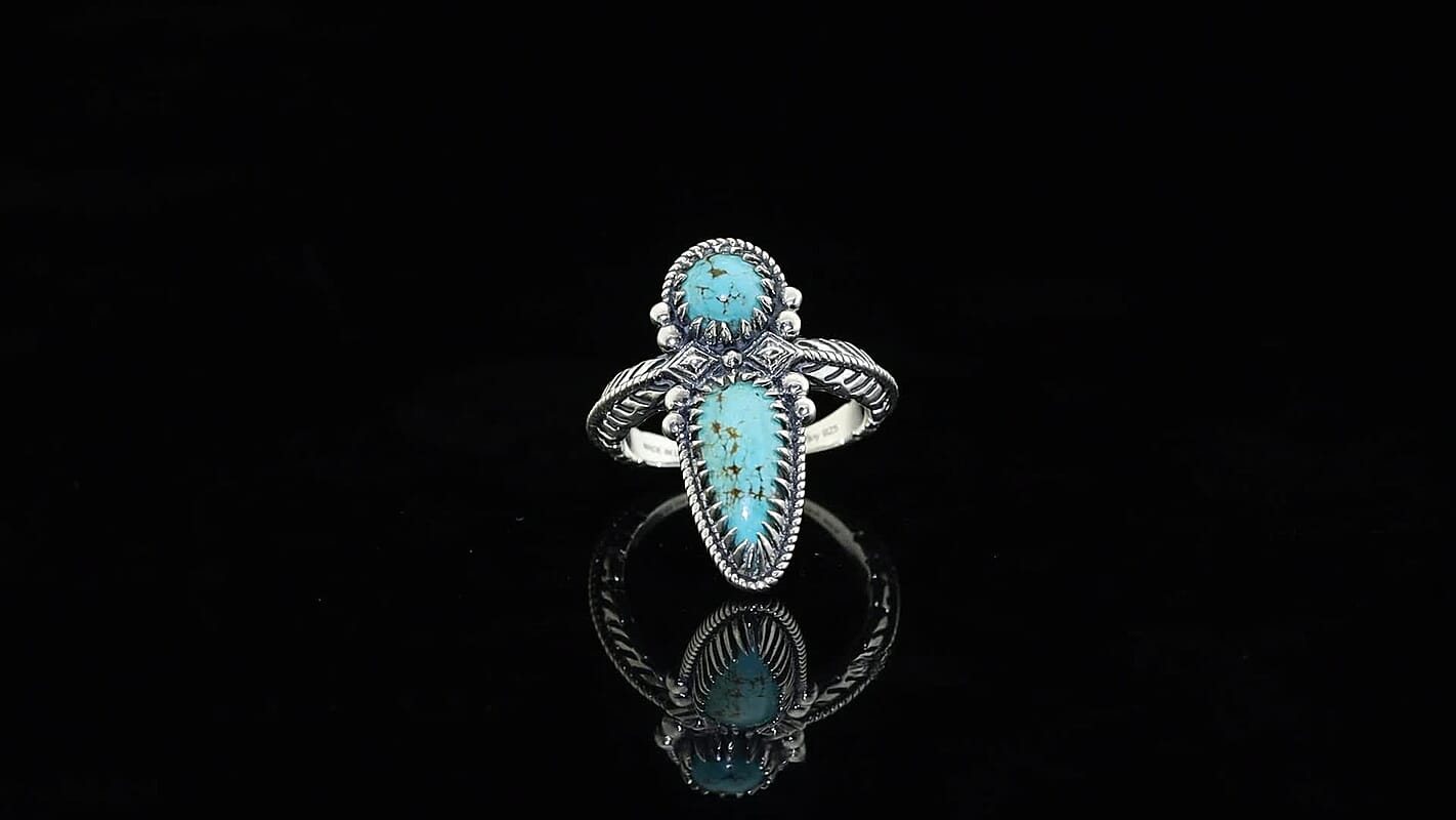 D'Joy Artisan Crafted Premium Royston Turquoise Ring in Sterling Silver (Size 10.0) 3.30 ctw