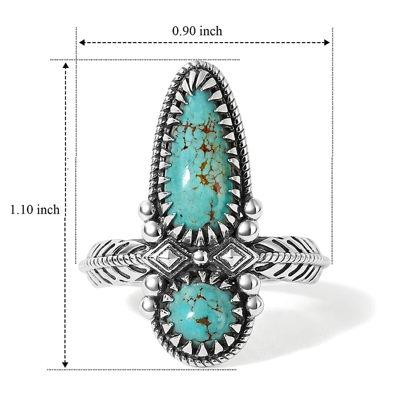 D'Joy Premium Royston Turquoise 3.30 ctw Ring in Sterling Silver (Size 6.0)