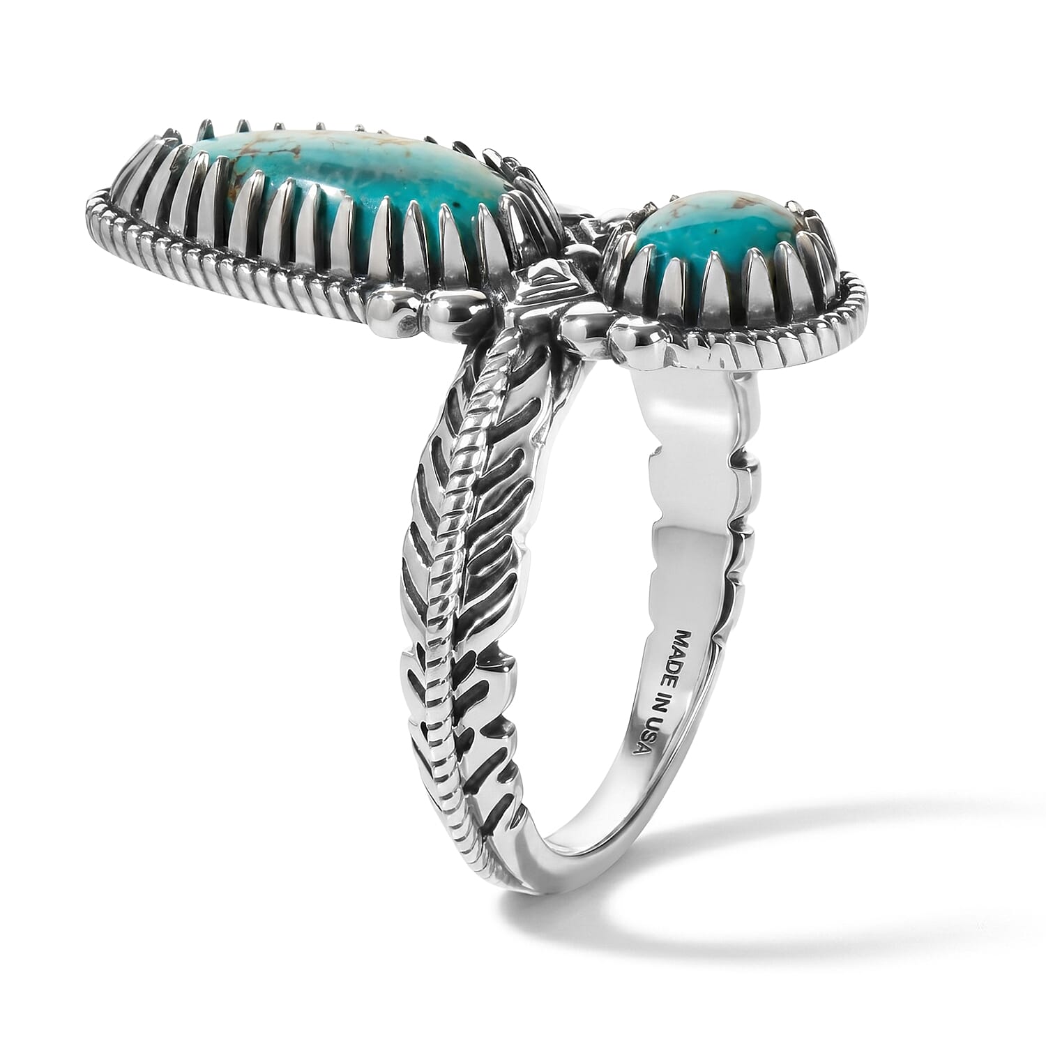 D'Joy Premium Royston Turquoise 3.30 ctw Ring in Sterling Silver (Size 7.0)