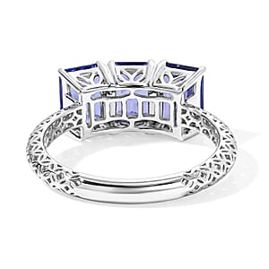 SGL Certified Premium Tanzanite 3.15 ctw 3 Stone Ring in 10K White Gold (Size 10.0)