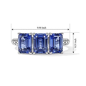 SGL Certified Premium Tanzanite 3.15 ctw 3 Stone Ring in 10K White Gold (Size 7.0)