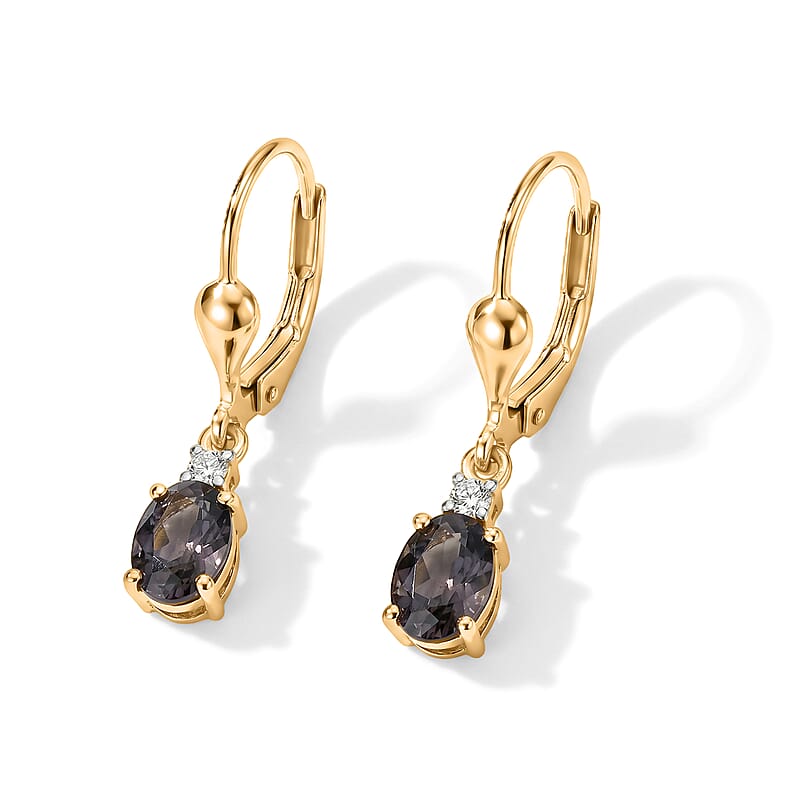 Premium Platinum Spinel and Luxuriant Lab Grown Diamond G-H SI 1.20 ctw Silver Frost Studs Earrings in 18K Vermeil Yellow Gold Over Sterling Silver