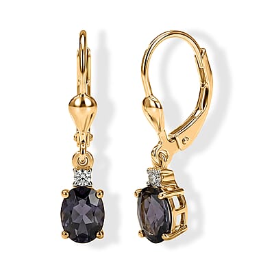 Premium Platinum Spinel and Luxuriant Lab Grown Diamond G-H SI 1.20 ctw Silver Frost Studs Earrings in 18K Vermeil Yellow Gold Over Sterling Silver