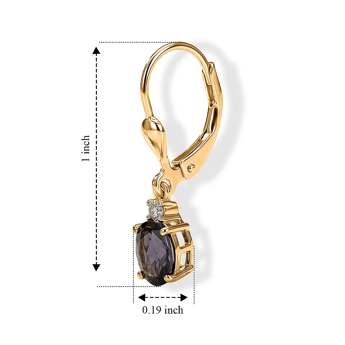Premium Platinum Spinel and Luxuriant Lab Grown Diamond G-H SI 1.20 ctw Earrings in 18K Vermeil Yellow Gold Over Sterling Silver image number 3