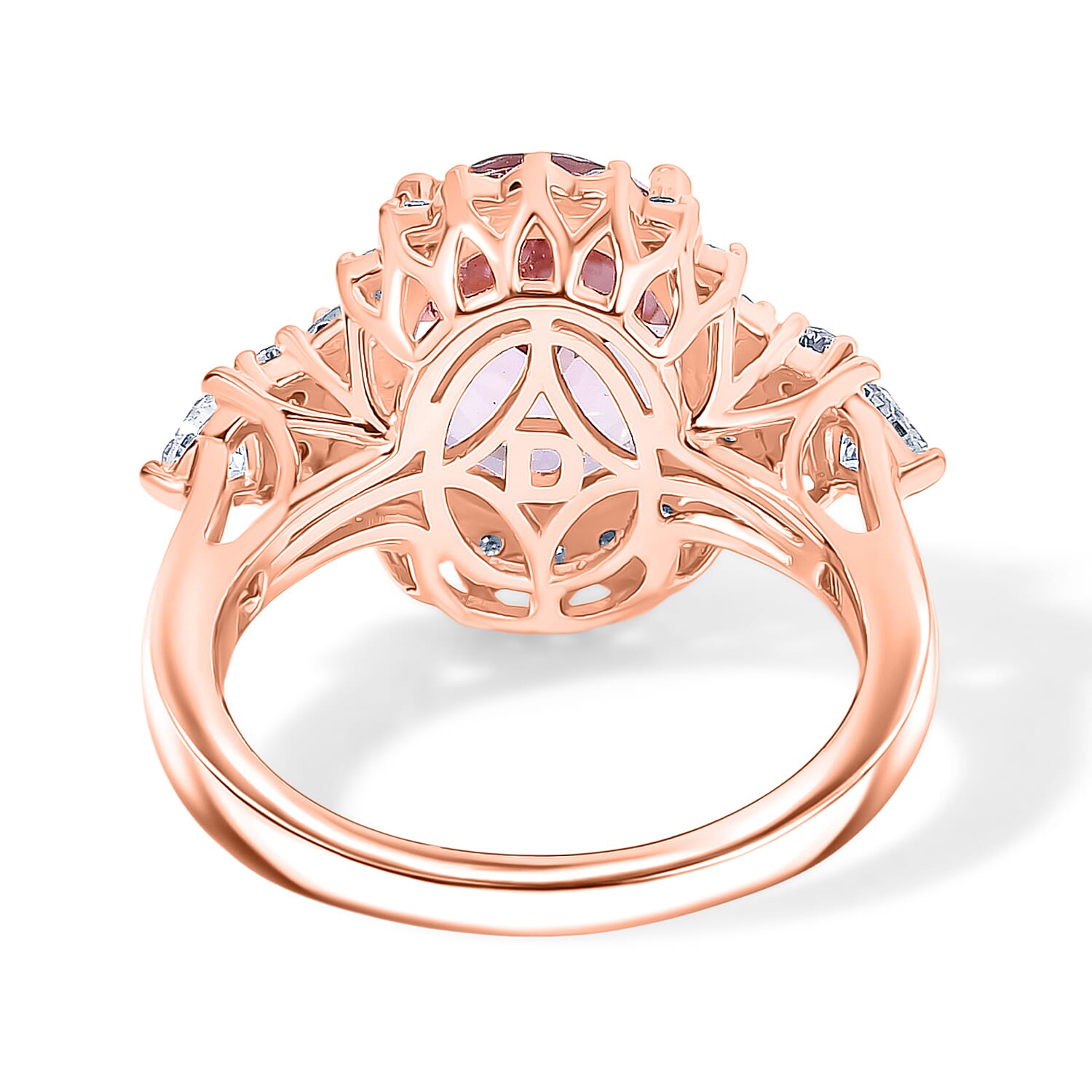 D'Joy Premium Martha Rocha Kunzite and Moissanite 5.35 ctw Ring in 18K Vermeil Rose Gold Over Sterling Silver (Size 6.0)