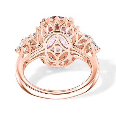 D'Joy Premium Martha Rocha Kunzite and Moissanite 5.35 ctw Ring in 18K Vermeil Rose Gold Over Sterling Silver (Size 6.0)